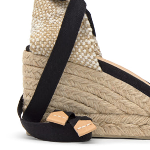 Alpargatas de cuña de mujer Carina en algodón orgánico, cierre mediante lazada