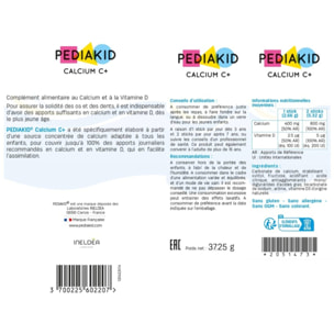PEDIAKID - Calcium C+ et Vitamine D - Complément Alimentaire Naturel - Couvre 100% des AJR en Calcium - Maintien du Capital Osseux et Dentaire - Goût Cola - 14 Sticks de Poudre Orodispersible