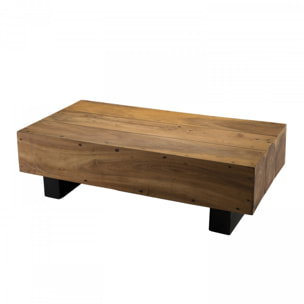 SUZY - Table basse poutres 120x60cm bois Suar pieds noirs