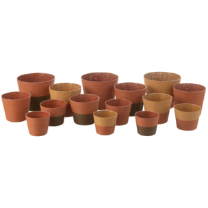 J-Line Cache-Pot Cordes  Papier/Pet Terracotta/Ocre/Brun Extra Large Assortiment De 3