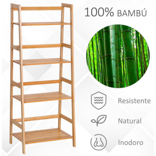 Estantería de 4 Niveles Librería de Bambú 48x30x119cm