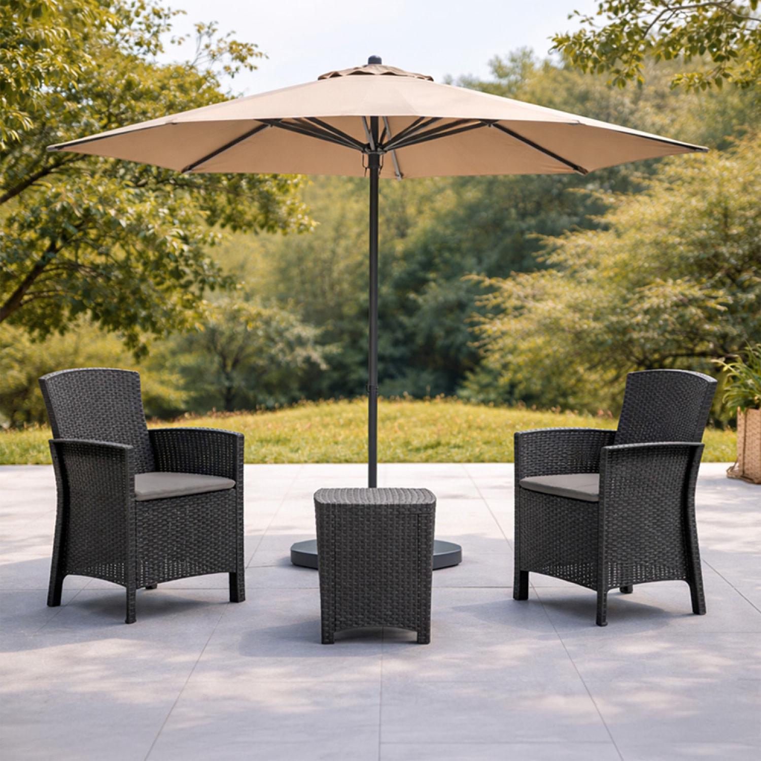 Ensemble de jardin 2 fauteuils gris anthracite avec table basse PASTO