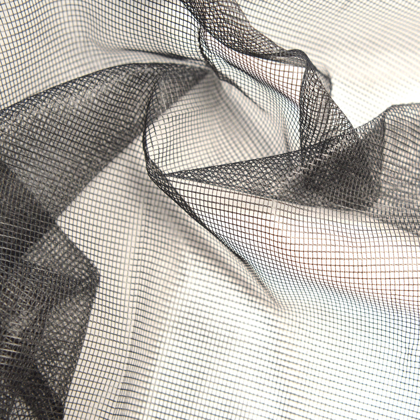 Tissu maille carrée  - Effet moustiquaire - Noir
