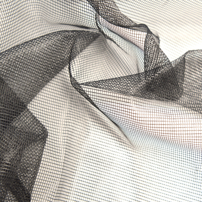 Tissu maille carrée  - Effet moustiquaire - Noir