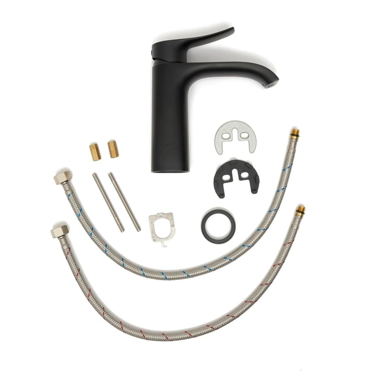 Infinitio mitigeur de lavabo avec bec cascade, sans vidage, noir mat (SATBSINF271C)