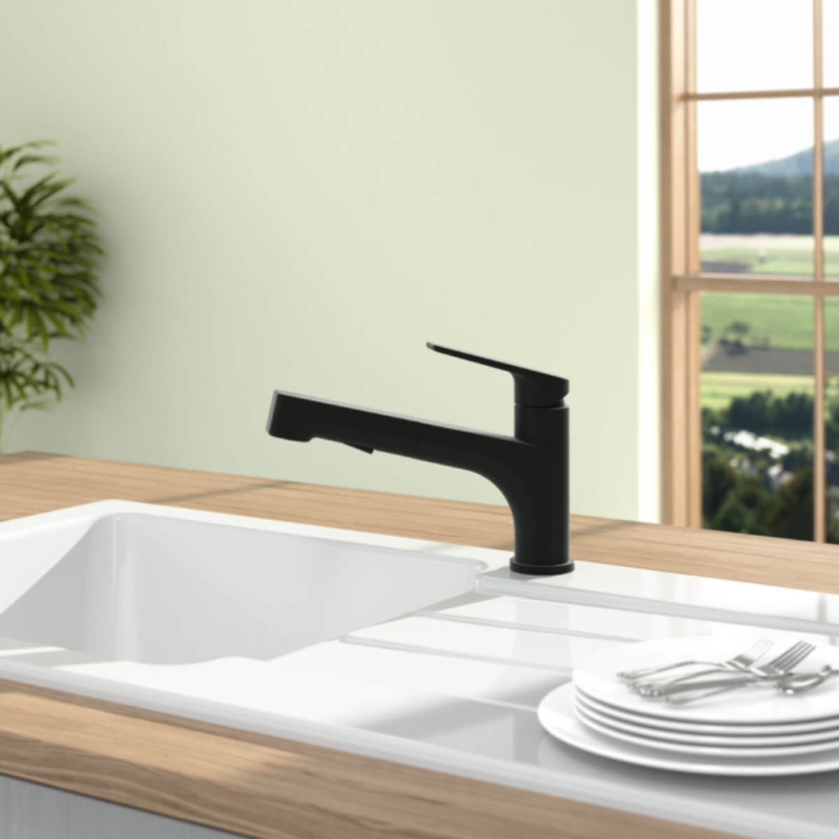 Robinet de cuisine avec douchette VILLEROY & BOCH Junis Shower Noir mat