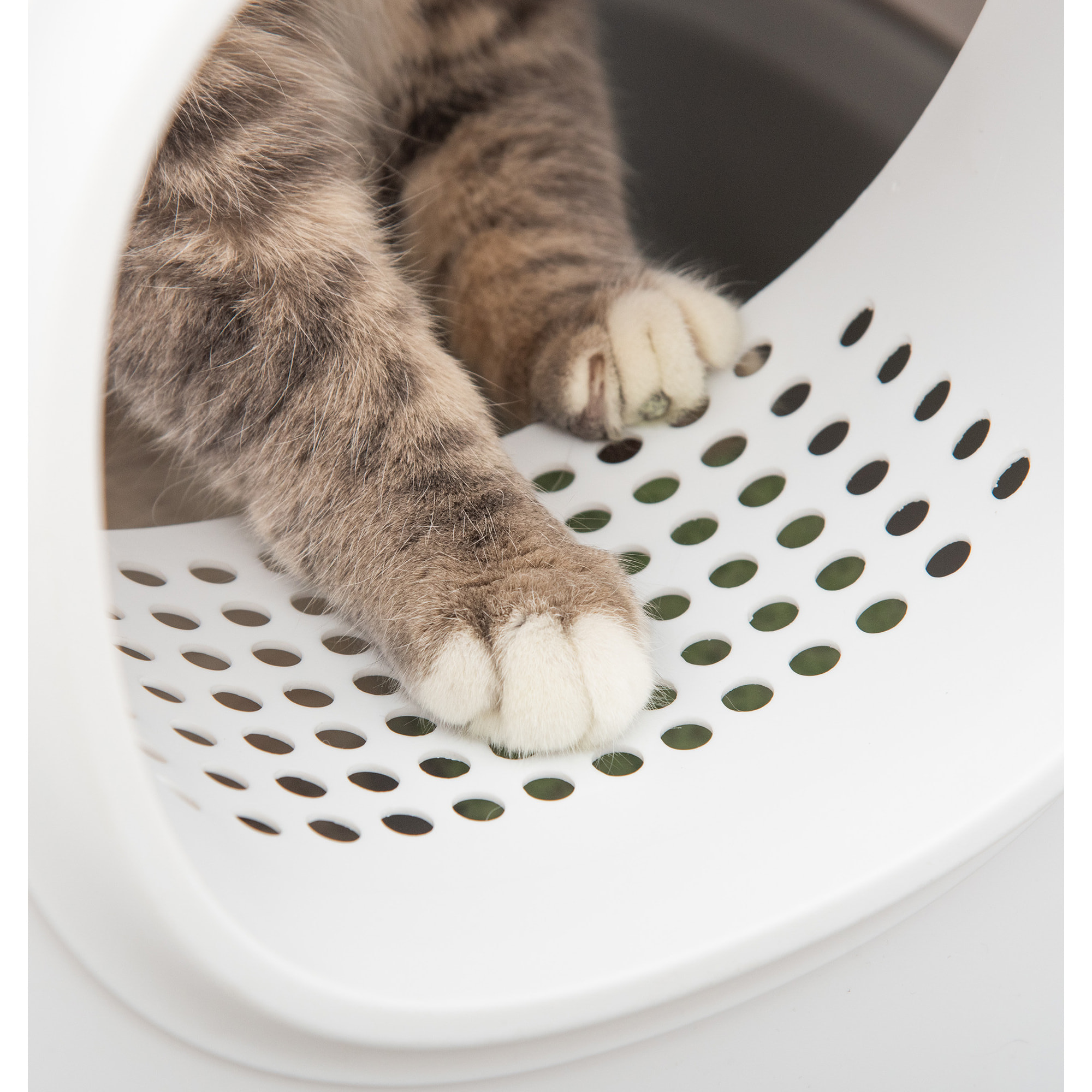 PawHut Lettiera per Gatti Apribile in PP con Paletta e Coperchio Inclusi, 55x40x39cm, Bianca e Grigia