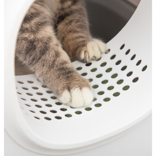 PawHut Lettiera per Gatti Apribile in PP con Paletta e Coperchio Inclusi, 55x40x39cm, Bianca e Grigia