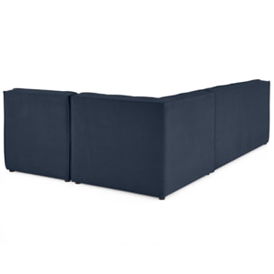 Ellie - canapé modulable d'angle réversible 4 places en velours texturé - Bleu marine