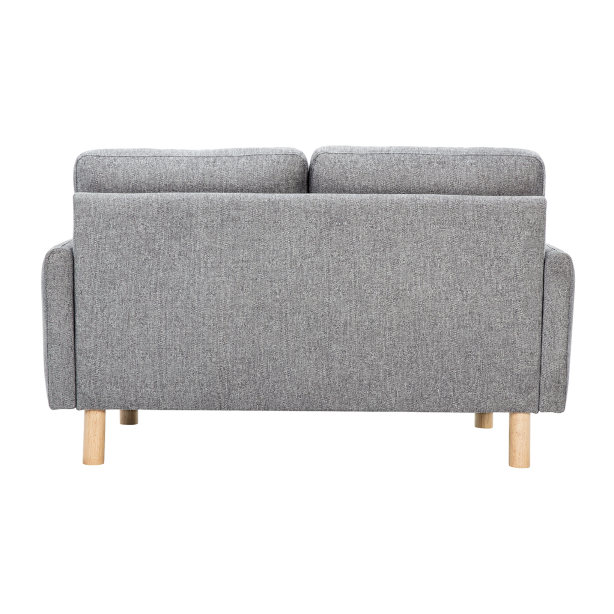 Canapé design 2 places en tissu effet velours texturé gris et bois clair BONO