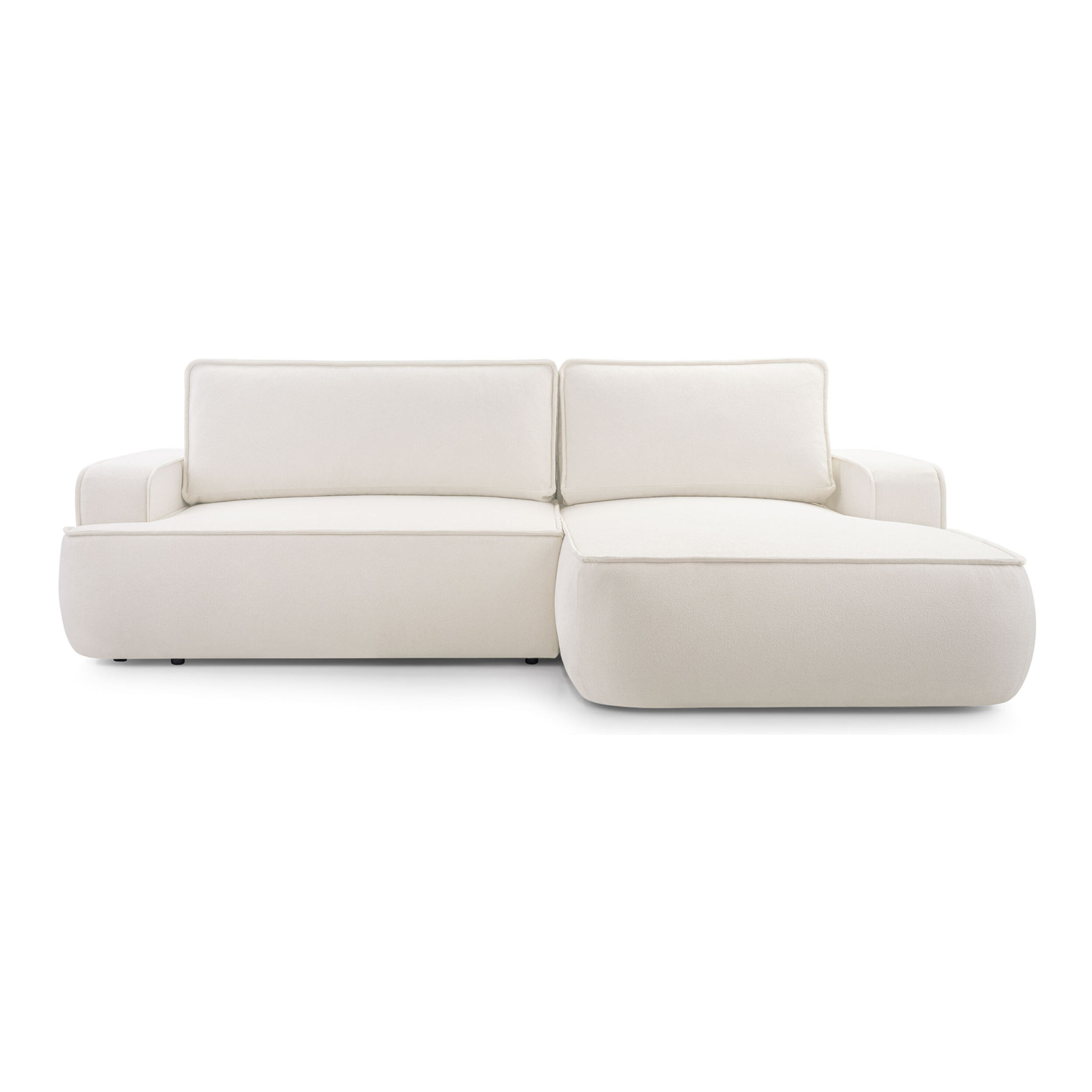 Nessino - canapé d'angle droit 4 places - convertible avec coffre - en tissu texturé - Beige