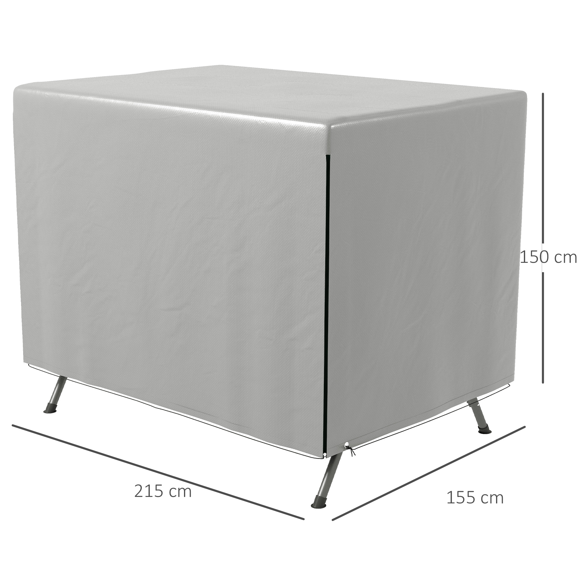 Funda Balancín Jardín Funda Columpio Jardín Exterior Cubierta de Columpio con Cremallera Impermeable 215x155x150 cm Gris Claro