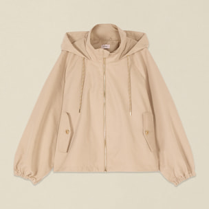 Oltre - Chaqueta parka de mezcla de algodón con capucha - Beige