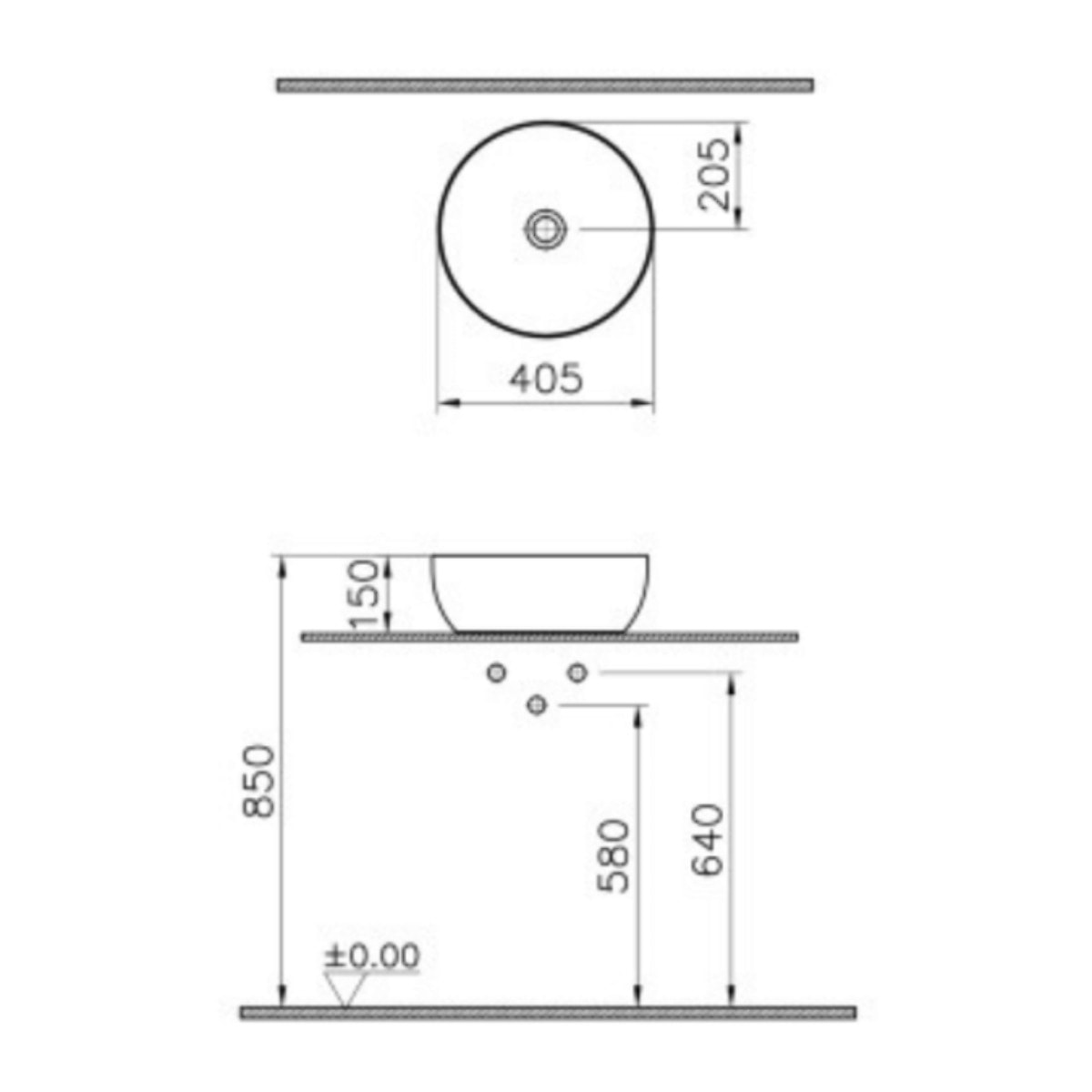 Vasque ronde recyclée Outline compact beige mat 41x41 cm