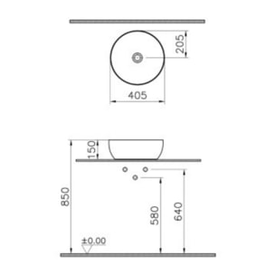 Vasque ronde recyclée Outline compact beige mat 41x41 cm