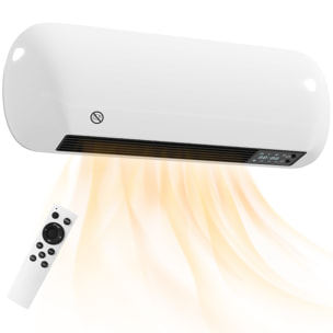 Calefactor Eléctrico Cerámico de Pared, 2000W, con 3 Modos, Pantalla LED, Termostato Regulable, Temporizador 24h, Oscilación, Mando a Distancia y Detección de Ventanas Abiertas
