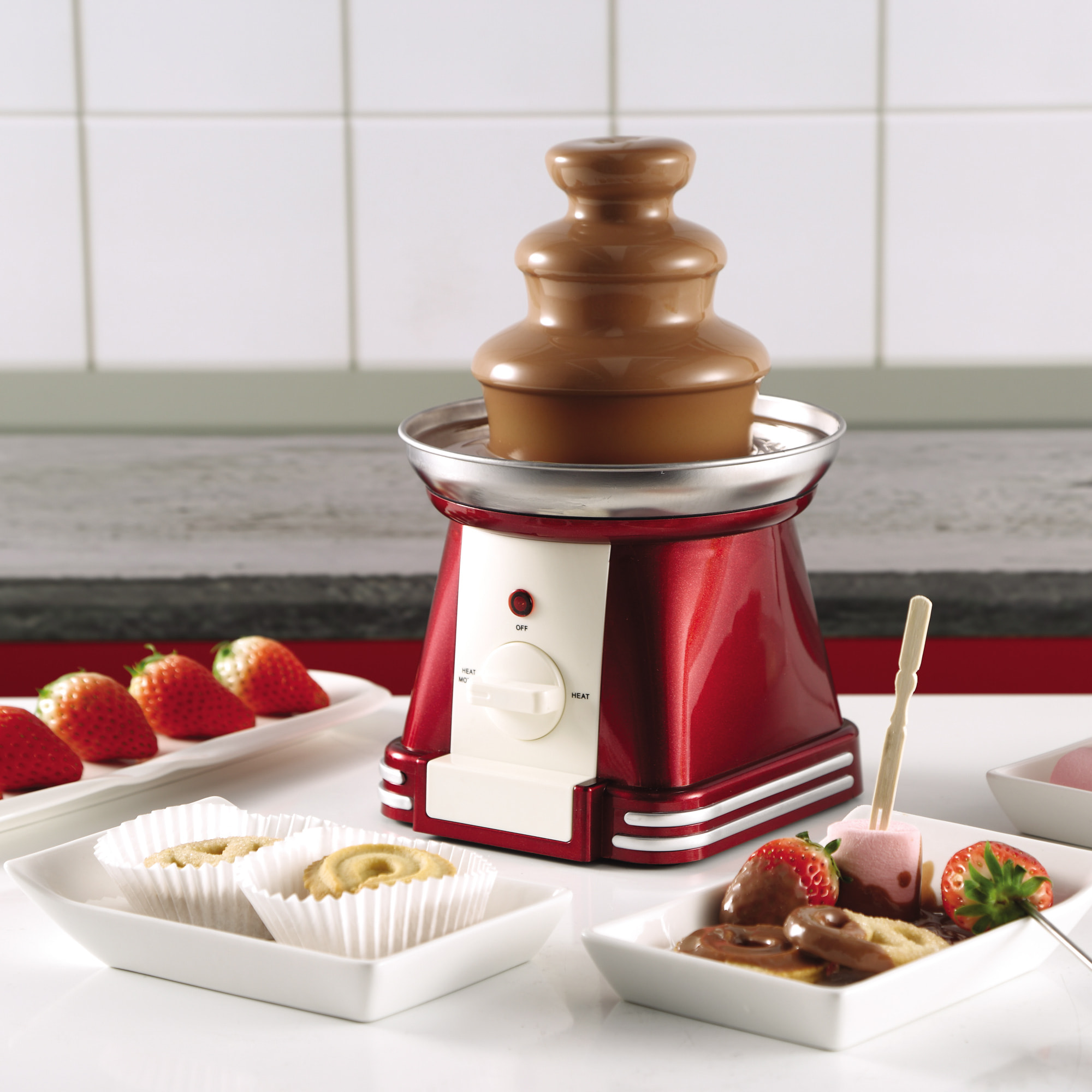 Fondue de chocolate 32W y capacidad 35L color rojo, Swiss Home