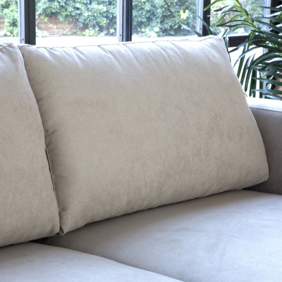 Canapé d'angle Vinson -textile, mousse pu, bois et panneau de particules-couleur beige 251 x 85 x 146 cm