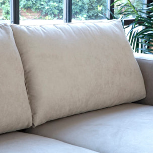 Canapé d'angle Vinson -textile, mousse pu, bois et panneau de particules-couleur beige 251 x 85 x 146 cm