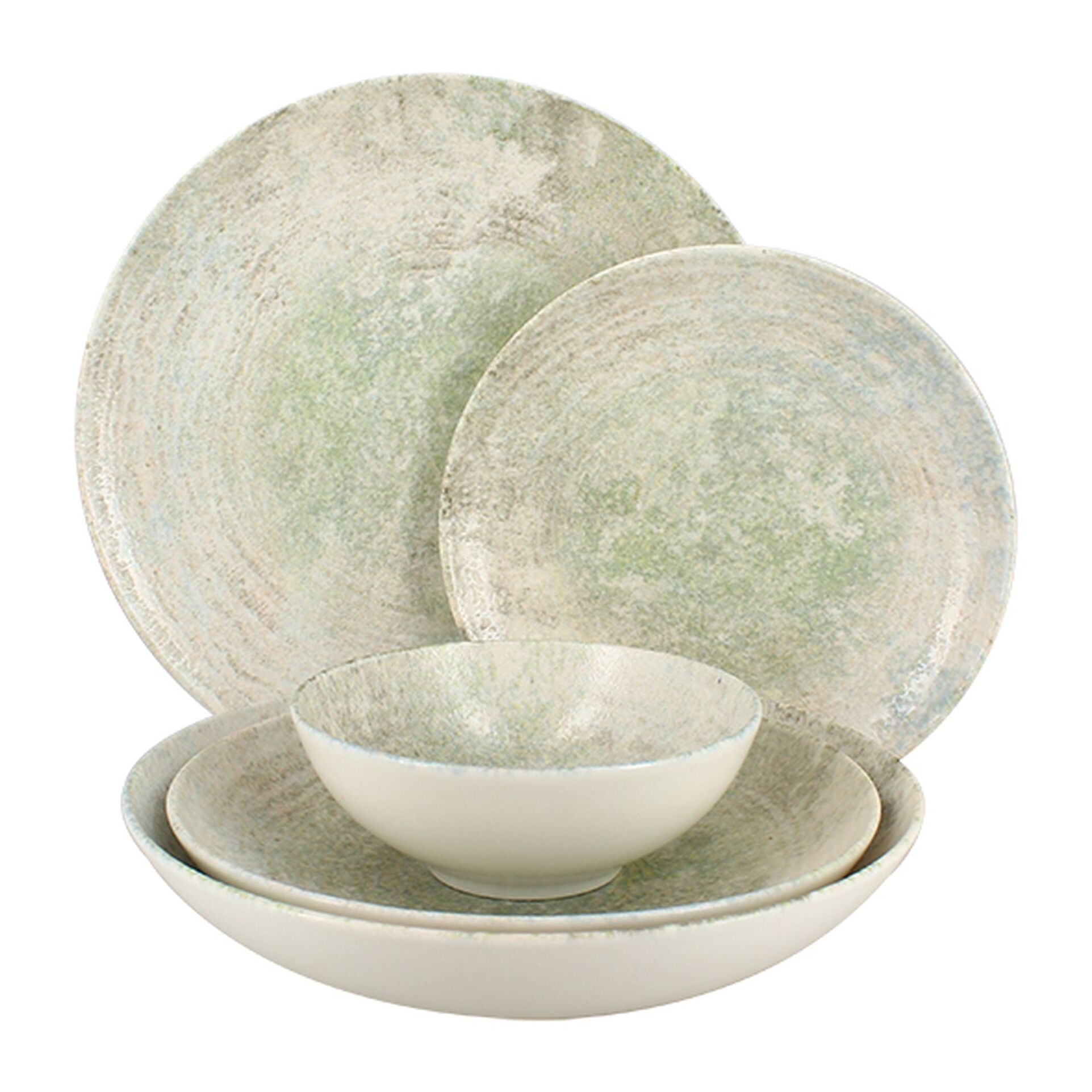 Lot de 6 assiettes creuses en porcelaine verte 23cm NATURA