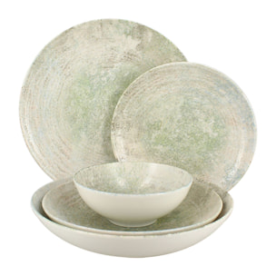 Lot de 6 assiettes creuses en porcelaine verte 23cm NATURA