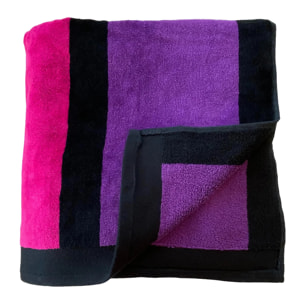 Serviette de plage éponge velours Jacquard - Happy Chic - 140x180cm - 400g/m²