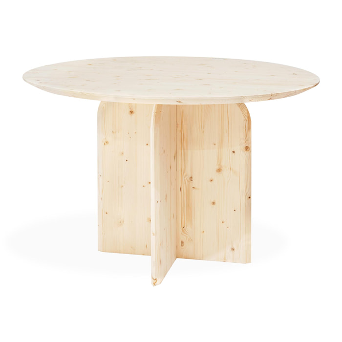 Table à manger ronde en bois massif de couleur naturel de 110cm Hauteur: 75.2 Longueur: 110 Largeur: 110