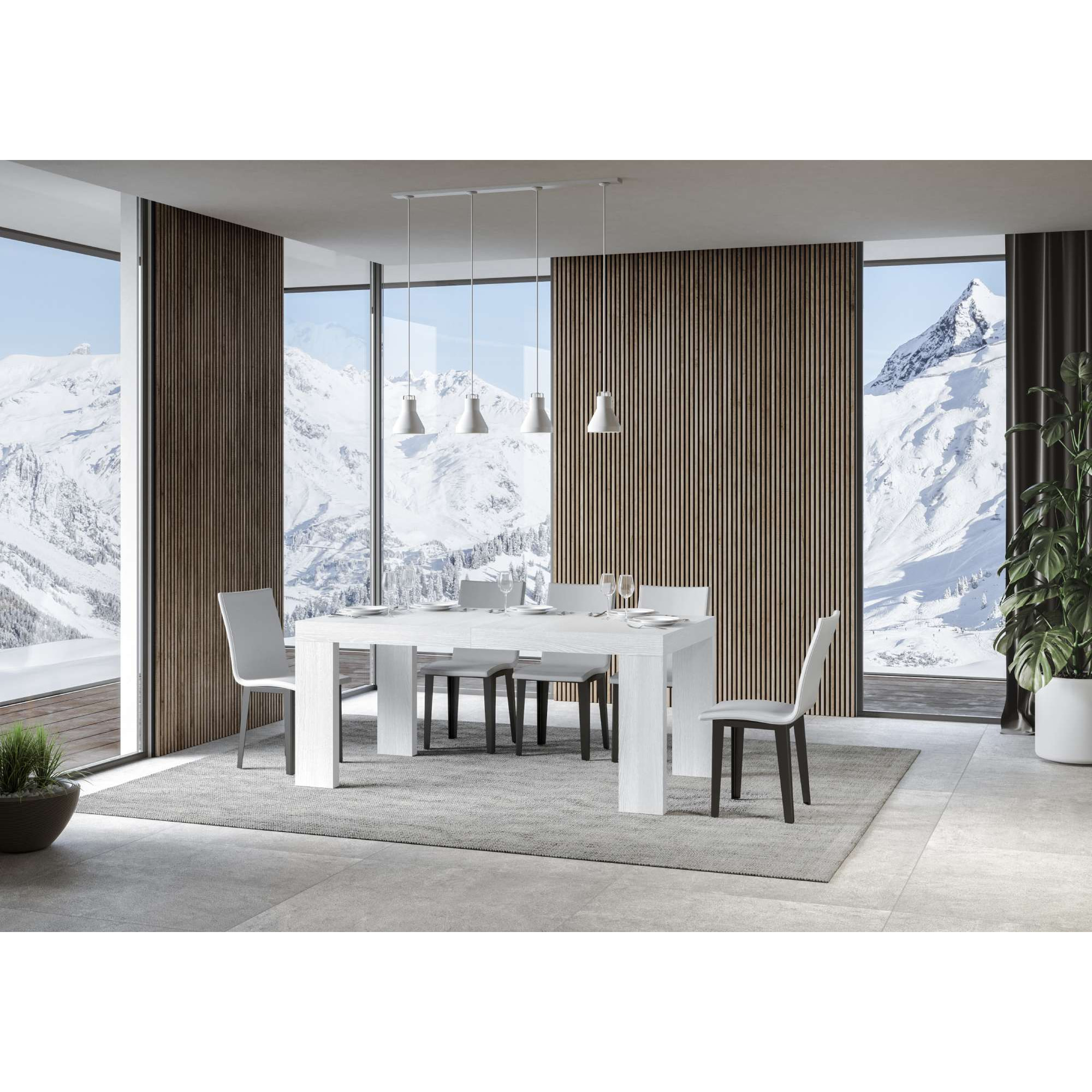 Tavolo allungabile 90x200/304 cm Roxell bianco frassino