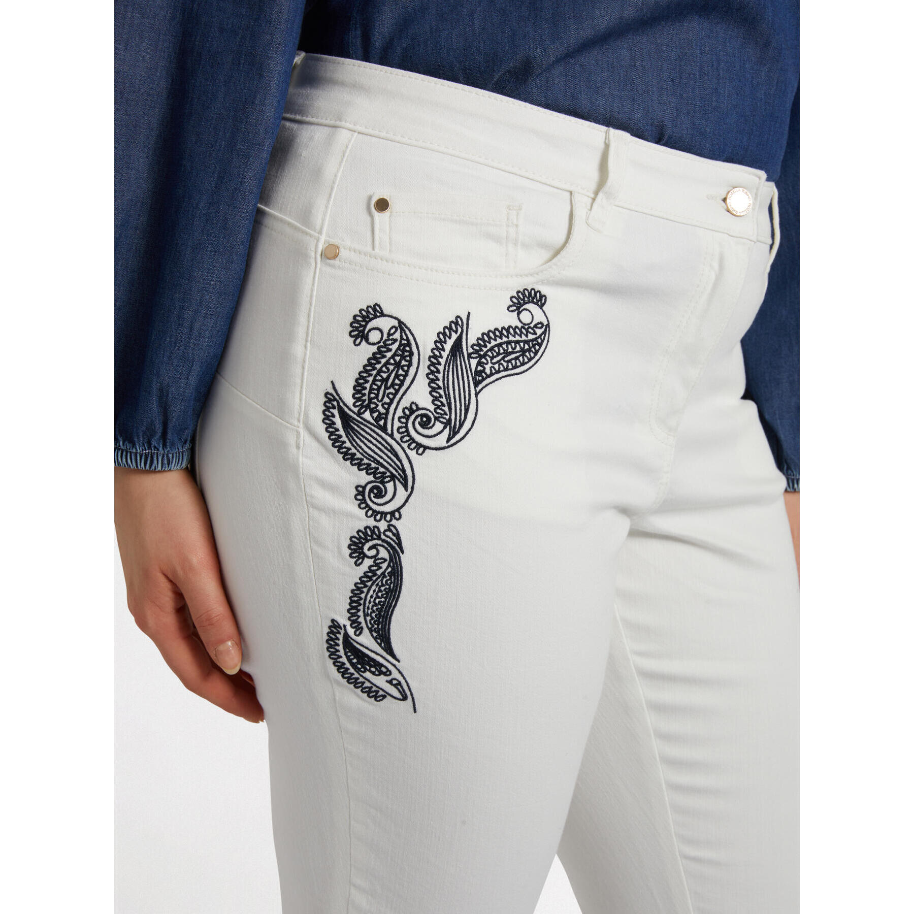 Fiorella Rubino - Pantaloni skinny ricamati - Bianco