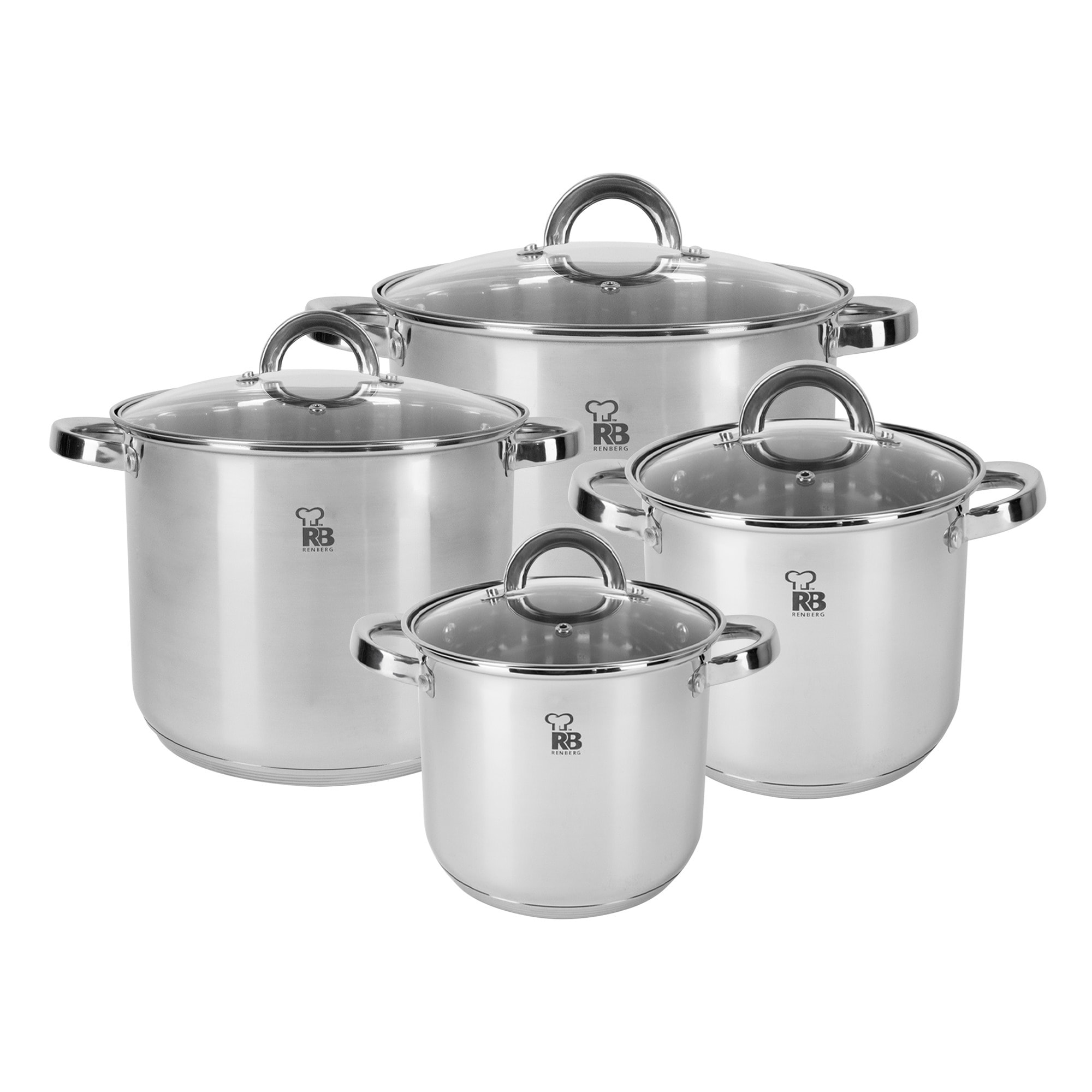 Batería de cocina 8 piezas en acero inoxidable Renberg