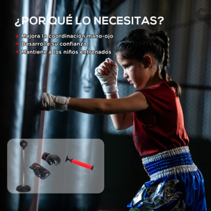 Saco de Boxeo de Pie Punching Ball con Altura Ajustable en 4 Niveles 126-144 cm Base Rellenable y Guantes de Boxeo para Adultos y Adolescentes Negro