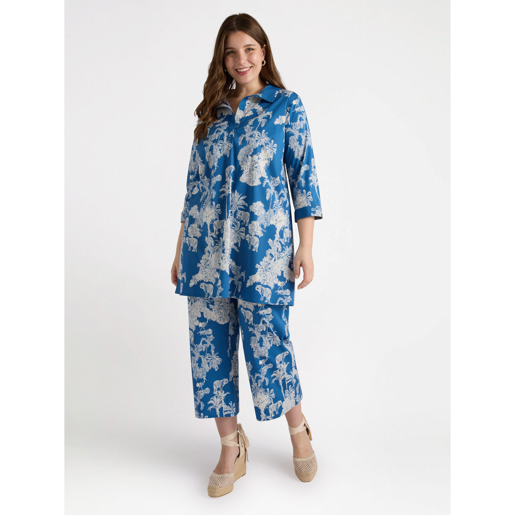 Fiorella Rubino - Vestido con estampado jungla - Azul