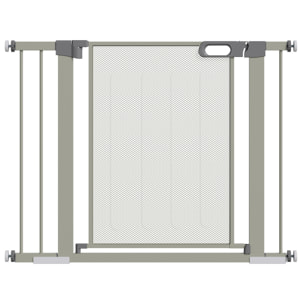 Barrera de Seguridad para Perros Extensible 75-103 cm Barrera para Escalera Puerta con 2 Extensiones Doble Bloqueo Cierre Automático Gris