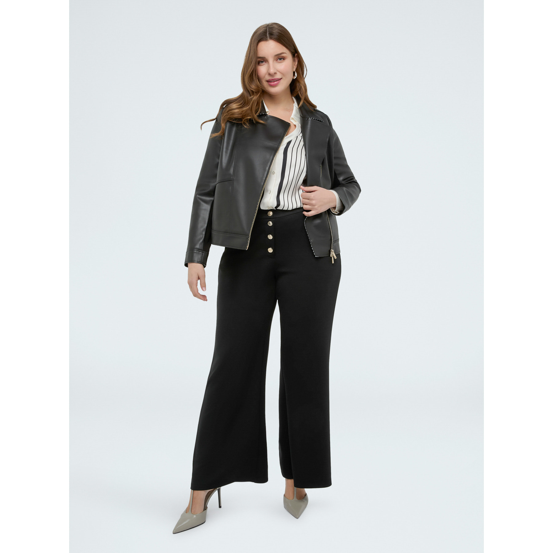 Fiorella Rubino - Pantaloni Wide Leg in tessuto scuba - Nero