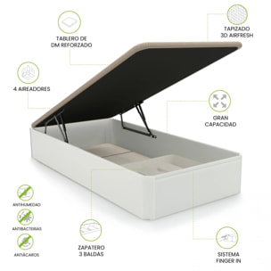 Canapé con zapatero 90x190 cm en blanco Luxury Plus 3D Blanco