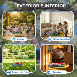 Columpio Nido Infantil, Ø120 cm, Altura Ajustable, Columpio Redondo para Bebés para Árbol, Carga 300 kg, para Interior y Exterior, para 4 Niños de 3 a 8 Años, Multicolor