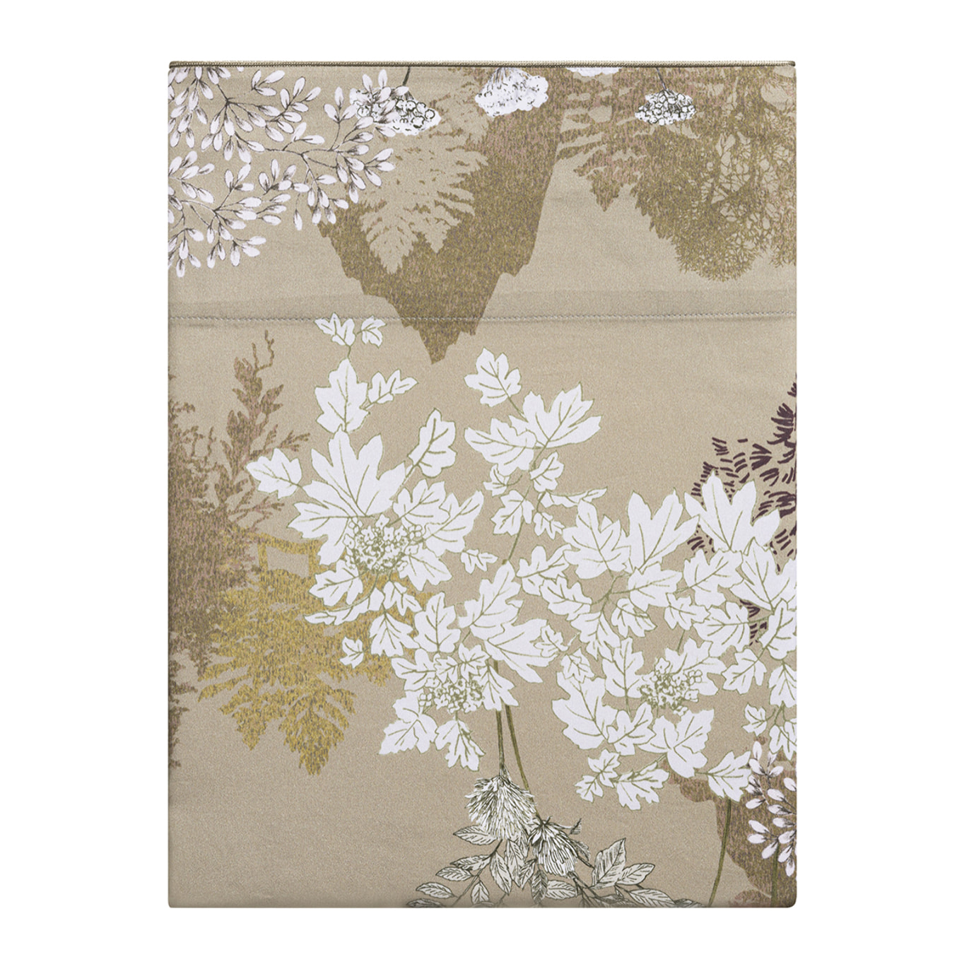 Drap plat imprimé en satin de coton bio, LANDE, Jaune Mordore