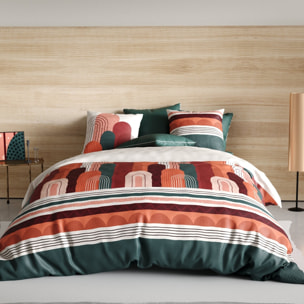 Parure housse de couette imprimé 100% coton - galio - rouge