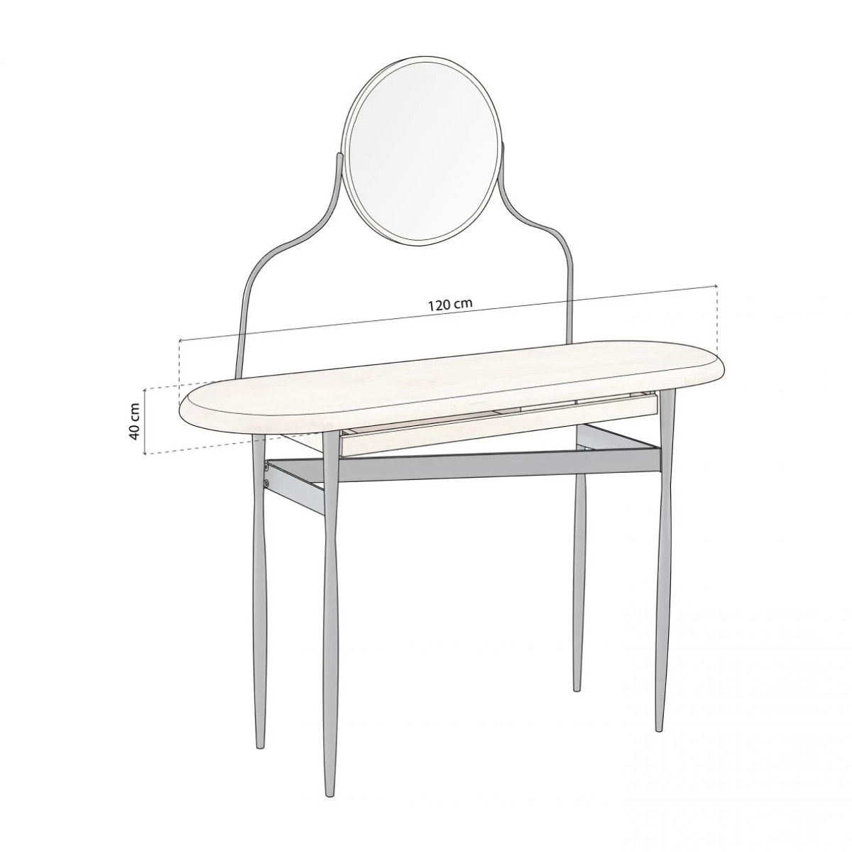 Tocador con espejo Padma Negro - Roble