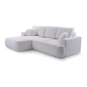 Candela - canapé d'angle gauche 4 places - convertible avec coffre - en tissu bouclette - Gris clair