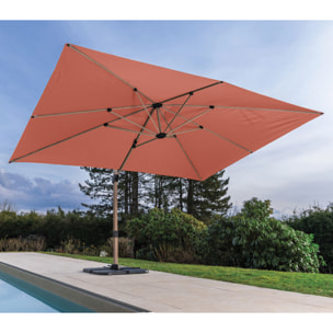 Parasol déporté 4x3m - effet bois - Terracotta - TOPAZE