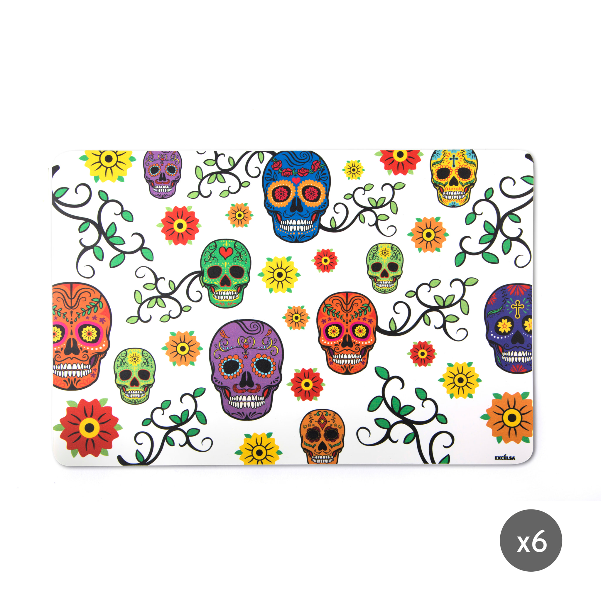 Set 6 tovagliette rettangolari Excelsa – Calavera, Polipropilene Multicolore
