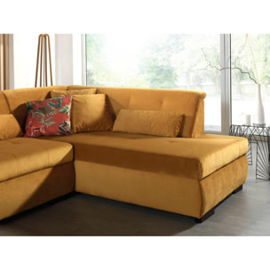 Vermont - canapé panoramique d'angle droit - 7 places - XXL - en velours - Jaune