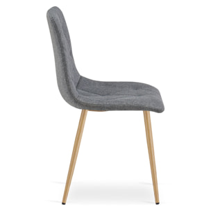 Set di 2 sedie Libra in tessuto grigio scuro e gambe effetto legno