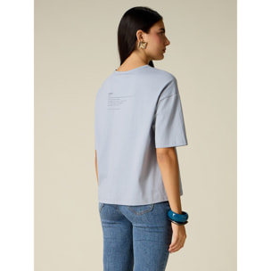 Oltre - T-shirt con ricamo lettering - Azzurro
