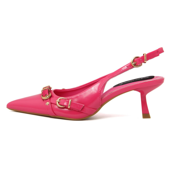 Slingback Donna colore Fuxia-Altezza tacco:6,5cm