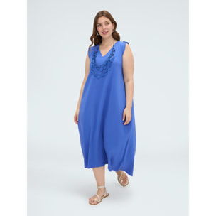 Fiorella Rubino - Vestido largo con escote en V - Azul aciano