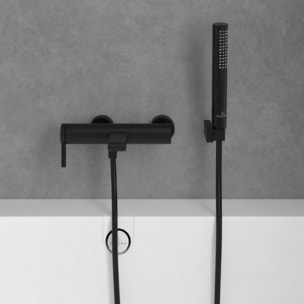 Ensemble bain douche mécanique VILLEROY & BOCH Dawn noir mat avec douchette Stick 1 jet + flexible 160 + support