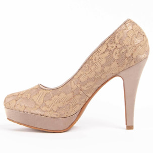 Zapato De Tacón - Beige - Altura: 11 Cm