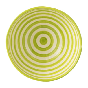 J-Line bol Granada Stripes High - céramique - blanc/vert  - large - Ø 28 cm